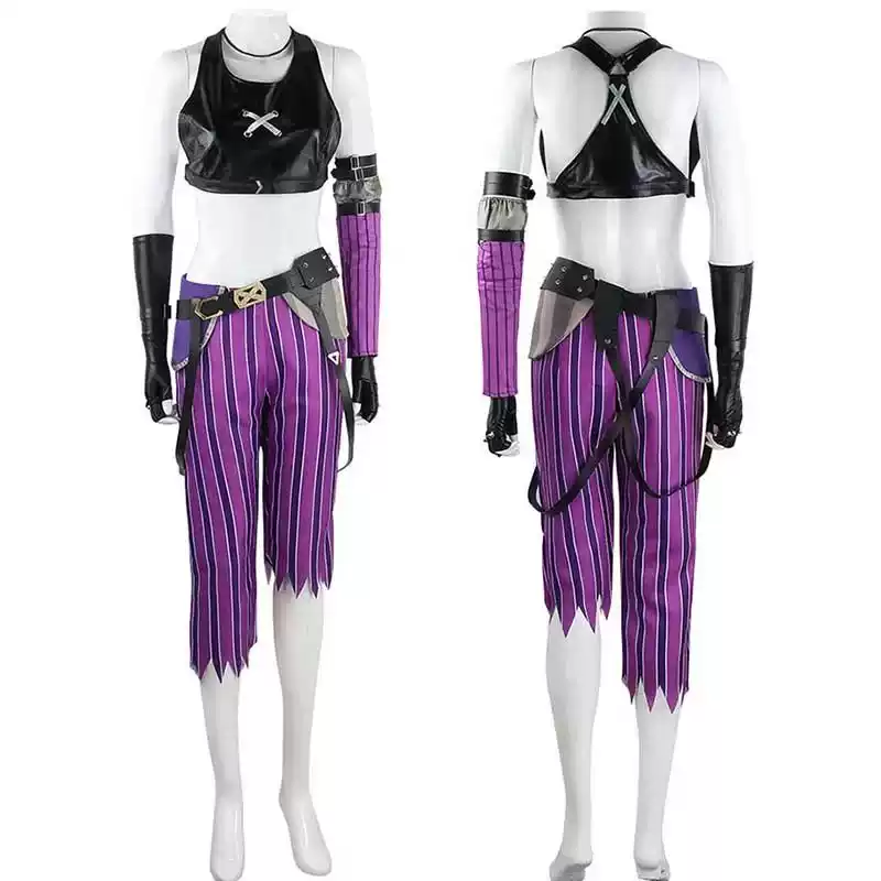 Arcane Jinx Women’s Costume Set – Purple Striped Pants